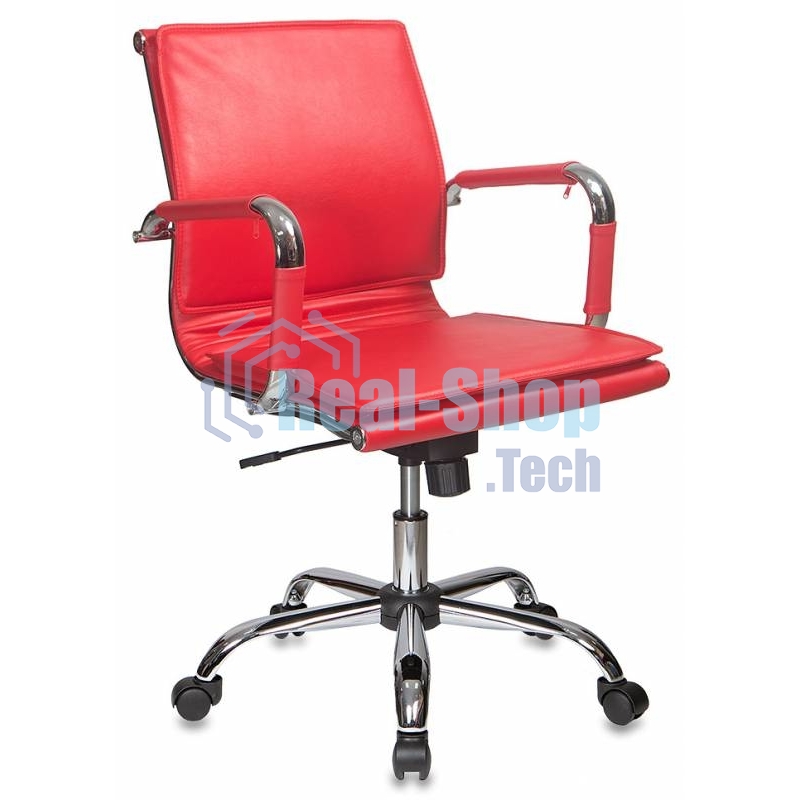 Кресло руководителя Бюрократ CH-993-Low/Red красный, низкая спинка, искусственная кожа, крестовина хромированная