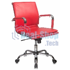 Кресло руководителя Бюрократ CH-993-Low/Red красный, низкая спинка, искусственная кожа, крестовина хромированная