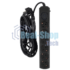 Сетевой фильтр Ippon BK-6-EU-5-10-B 5 м, 6 розеток, черный, коробка