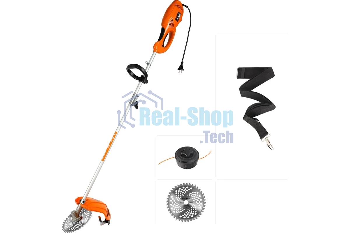 Электротриммер PATRIOT ET 1200 +нож 250304400 мощность 1100Вт, диам.диска 23см, леска 2.4мм, захват 46см