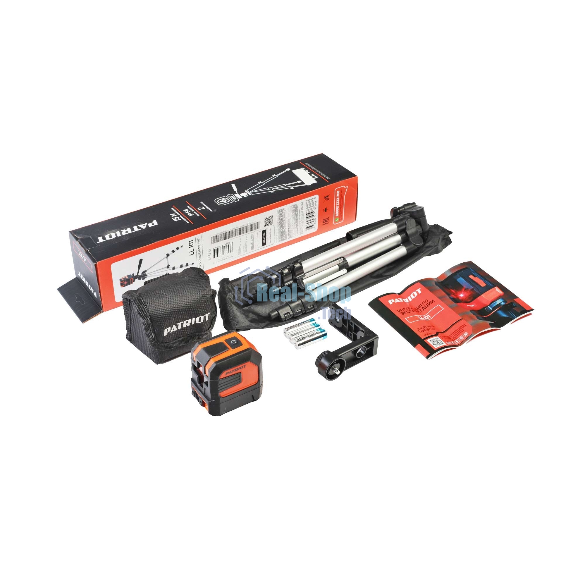 Нивелир лазерный PATRIOT LL 101. дальность без приемника 15м., 1/4 дюйма, красный, Длина волный 650Нм, Штатив в комплекте!
