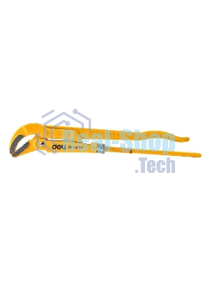 Трубный рычажный ключ №2 с изогнутыми губками Deli DL105255 420мм, раскрытие губок 0-55мм, сталь Cr-V