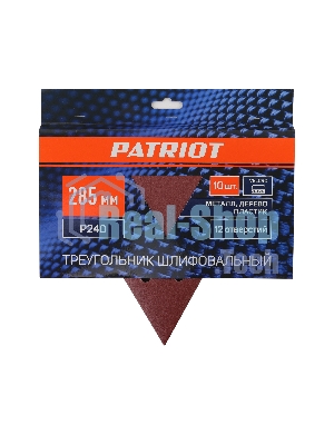 Треугольник шлифовальный PATRIOT на липучке, 285мм, 12 отверстий, Р240, 10 шт