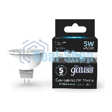 Лампа светодиодная диммируемая Gauss MR16 5Вт 4100К белый GU5.3 530лм 180-265В