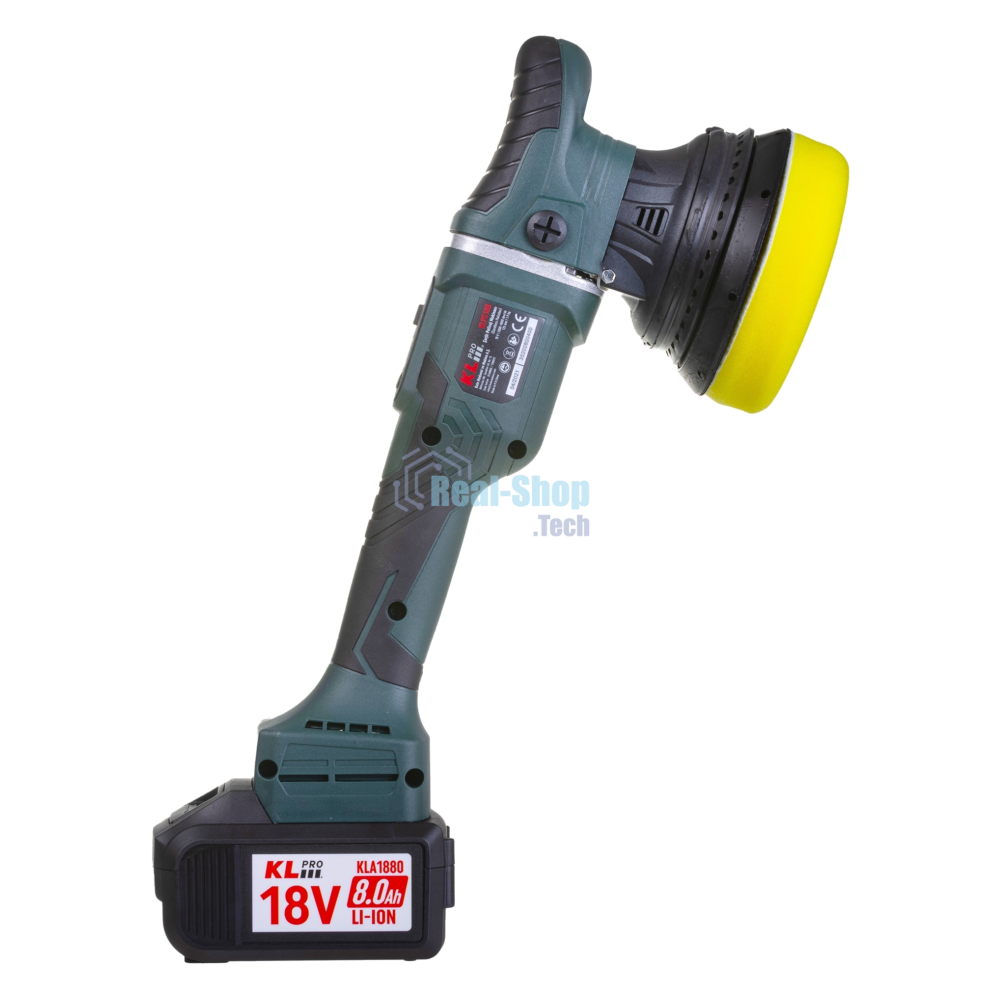 Профессиональная бесщеточная полировальная машина аккумуляторная KLPRO KLPS18B-80 (18В, Li-ion-2шт, 8.0А·ч, 125мм, М14, 2000-4800 об/мин З/У,сумка)
