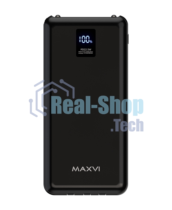 Внешний аккумулятор Maxvi PB10-11 10000 мАч черный 3A, встроенные кабели USB A/Type-C/Lightning