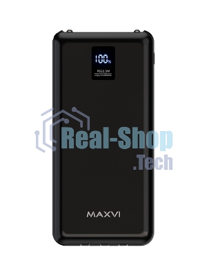 Внешний аккумулятор Maxvi PB10-11 10000 мАч черный 3A, встроенные кабели USB A/Type-C/Lightning