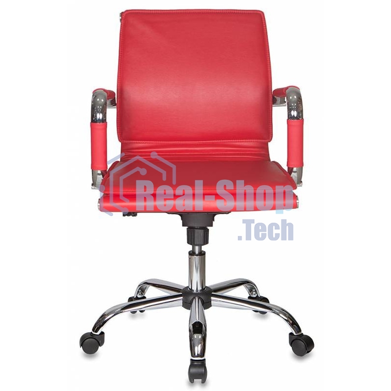 Кресло руководителя Бюрократ CH-993-Low/Red красный, низкая спинка, искусственная кожа, крестовина хромированная