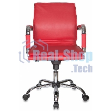 Кресло руководителя Бюрократ CH-993-Low/Red красный, низкая спинка, искусственная кожа, крестовина хромированная