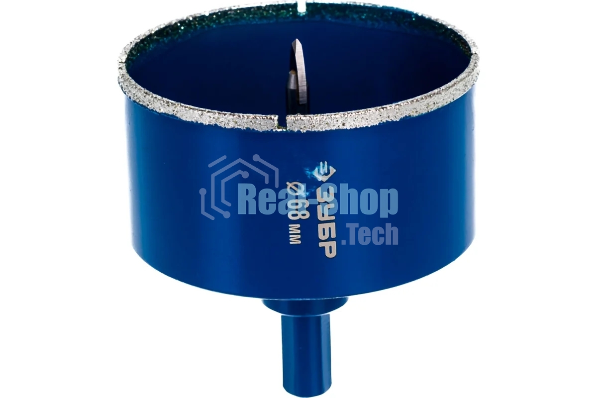 Коронка алмазная Зубр 29850-68ЭКСПЕРТ в сборе по кафелю керамике P60 68мм