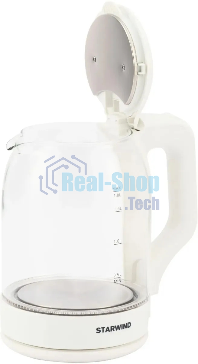 Чайник электрический StarWind SKG1056 1,8 л, 2000 Вт, белый/прозрачный