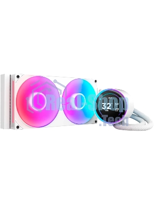 Система жидкостного охлаждения для ПК/Water Cooling System NZXT Kraken Elite 280 RGb (250W, 280мм, LED temp., белый/Fans: 2x140мм, 98.61CFM, 34.5dBA, 2000RPM/Pump height 65мм, 2800RPM, Rad thickness 27мм/S: 1851, 1700, 1200, 115X, AM5, AM4)