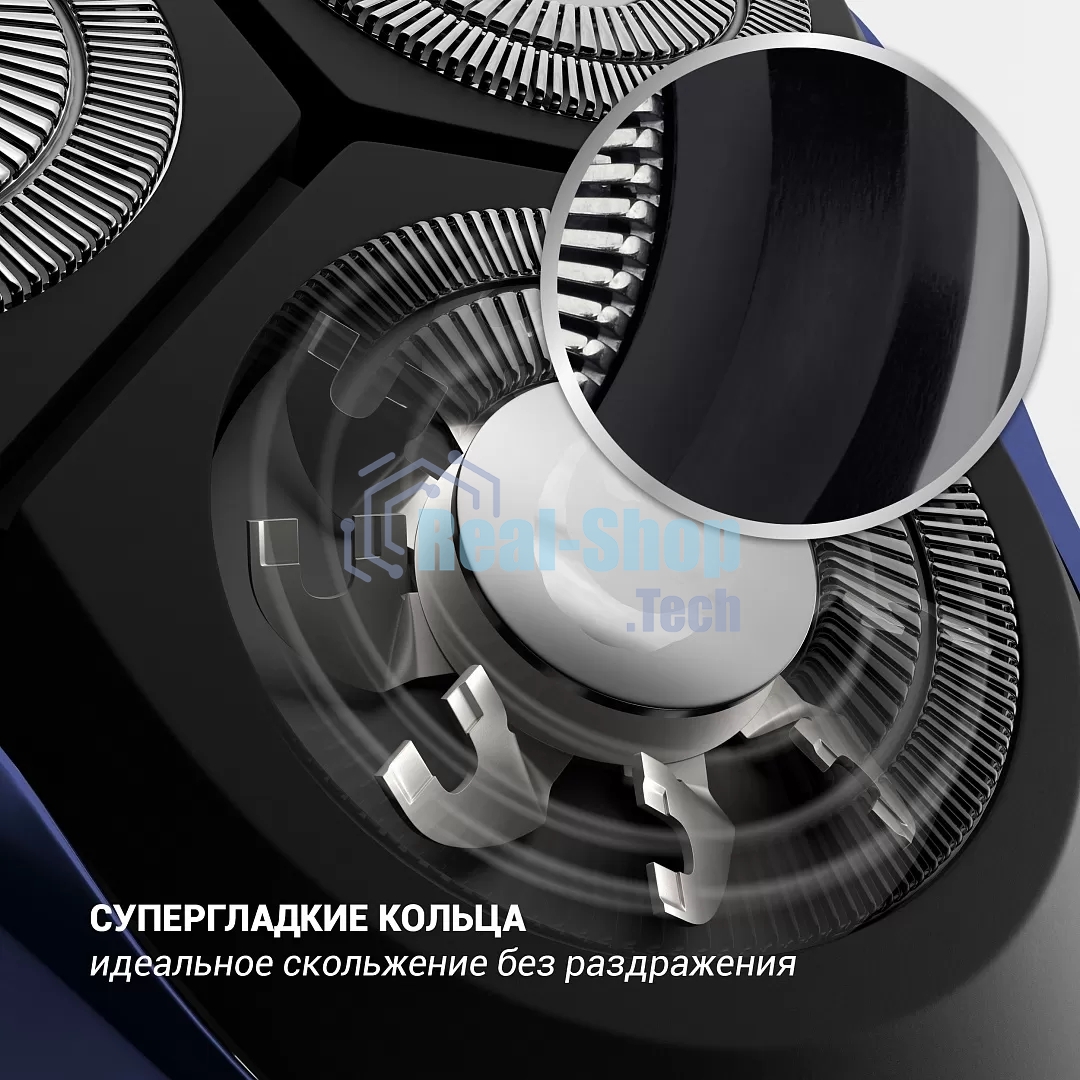 Электробритва PMR 0309RC wet&dry PRO 5 blades+ электрическая (Polaris), Черный/синий хром