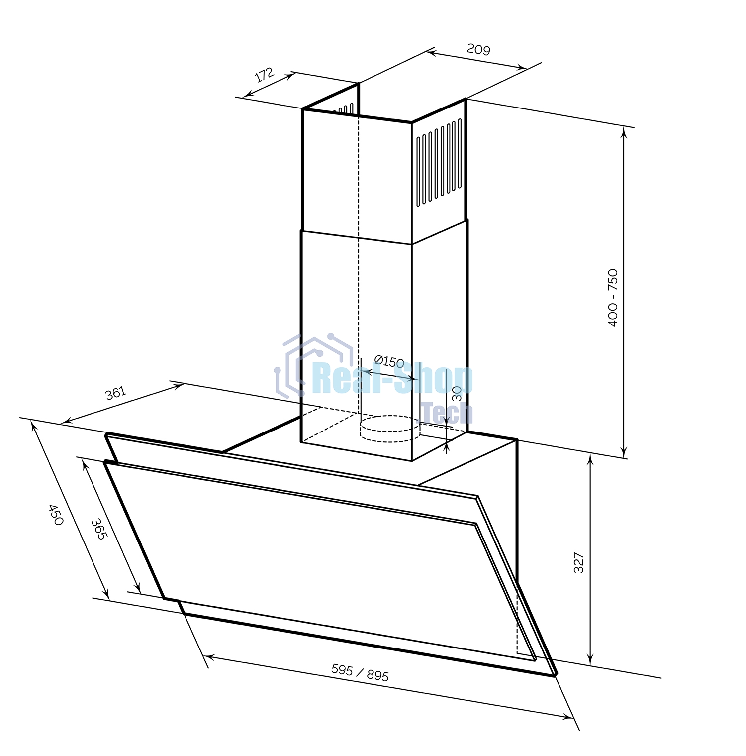 Вытяжка наклонная LEX Furia 600 белая, 59.5 см, 1050 куб. м/ч, 50 дБ