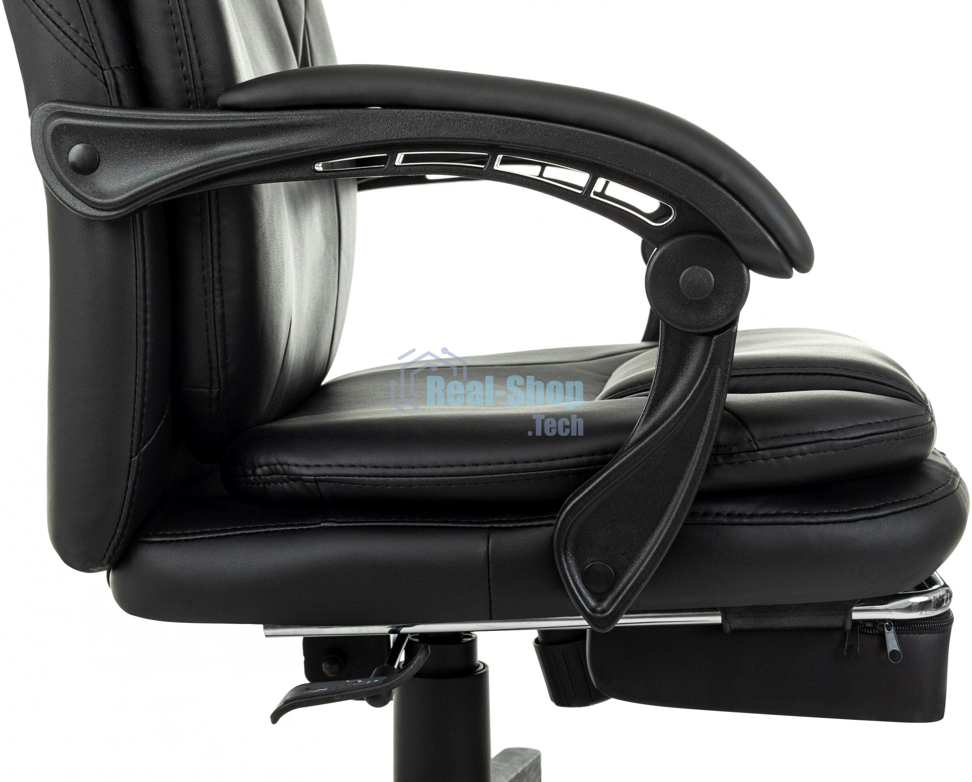 Кресло руководителя Бюрократ CH-868N-F черный, эко.кожа, крестов. пластик, подст. для ног