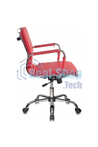 Кресло руководителя Бюрократ CH-993-Low/Red красный, низкая спинка, искусственная кожа, крестовина хромированная