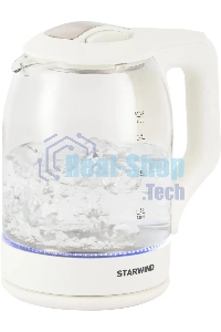 Чайник электрический StarWind SKG1056 1,8 л, 2000 Вт, белый/прозрачный
