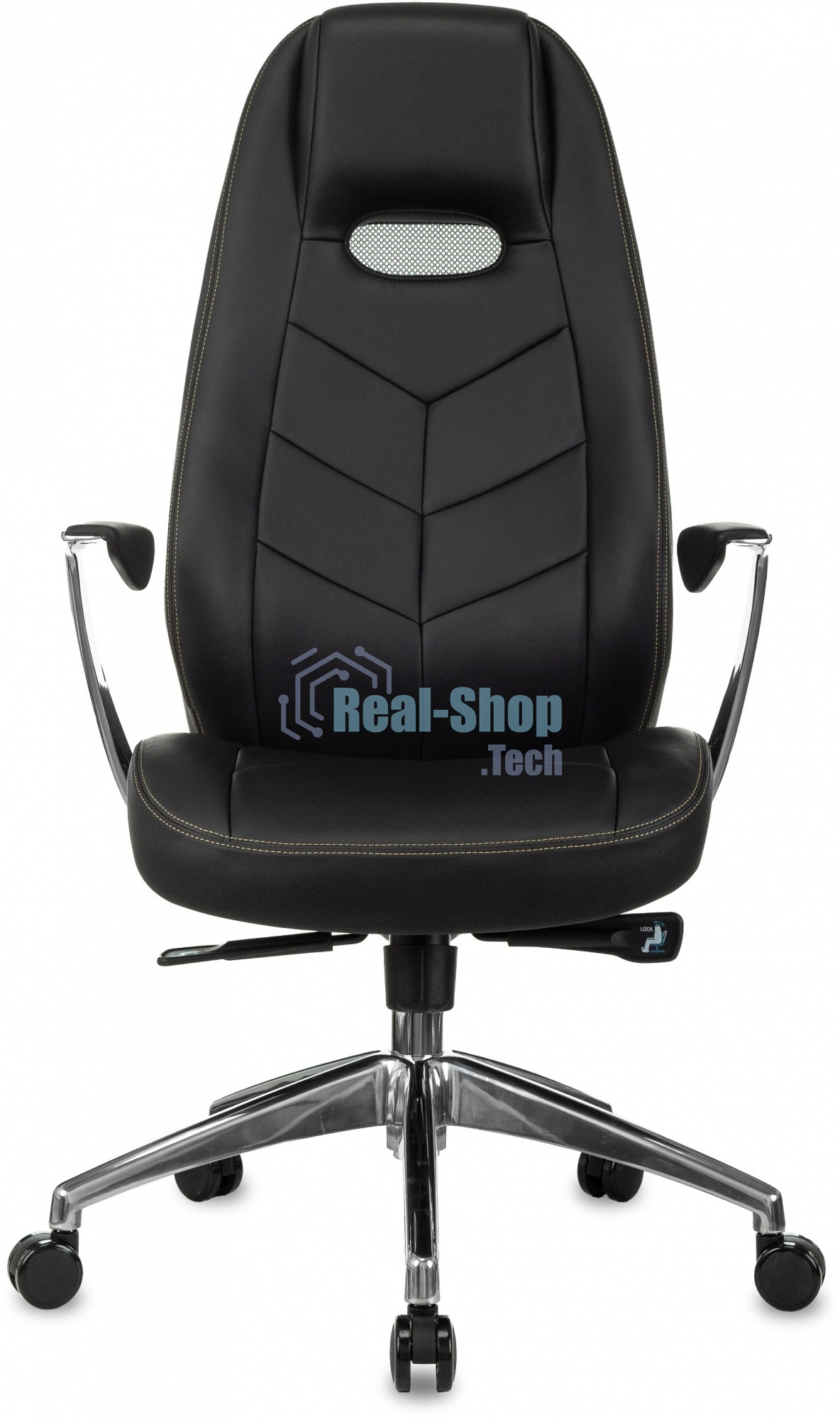 Кресло руководителя Бюрократ Zen/Black черный, кожа, крестовина полированный алюминий