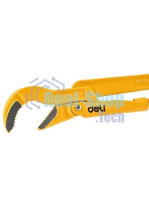 Трубный рычажный ключ №2 с изогнутыми губками Deli DL105255 420мм, раскрытие губок 0-55мм, сталь Cr-V