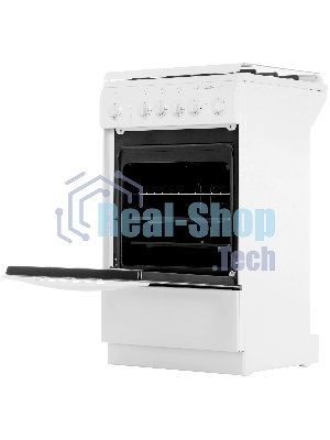 Плита газовая De Luxe 5040.33Г (КР) ЧР белый, конфорок 4 газовых, духовка 43 л, 50 см x 85 см x 50 см