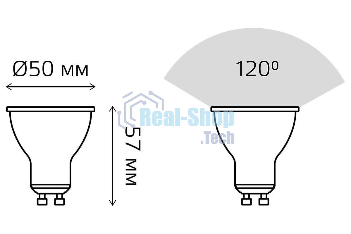 Лампа светодиодная Gauss Led MR16 GU10-dim 5Вт 4100К диммируемая 101506205-D