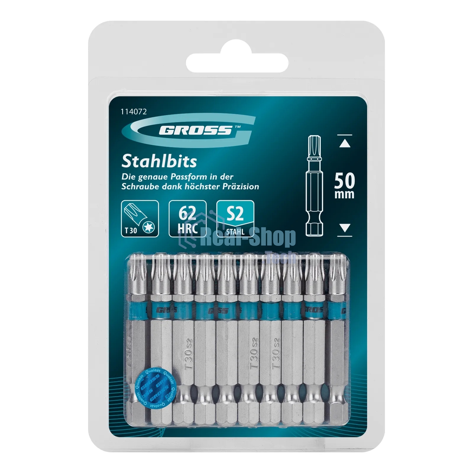 Бита Gross Torx 30х50 мм, сталь S2, шестигр., 10 шт.