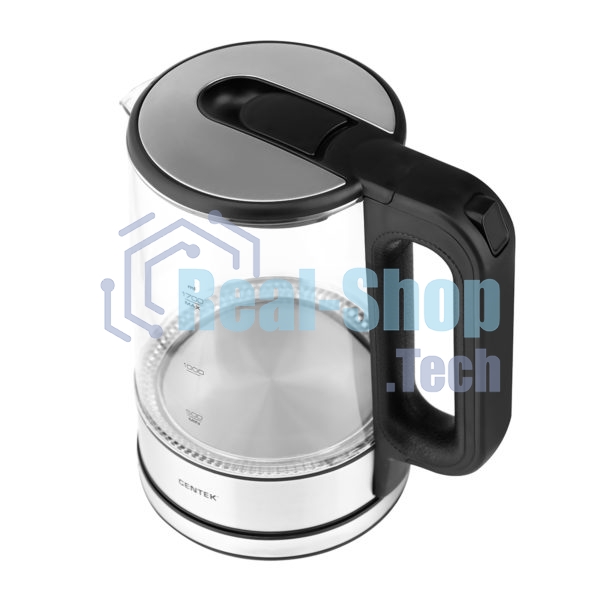 Электрочайник Centek CT-0032 прозрачный, 1.7 л, 2200 Вт, скрытый нагревательный элемент