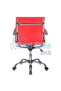 Кресло руководителя Бюрократ CH-993-Low/Red красный, низкая спинка, искусственная кожа, крестовина хромированная