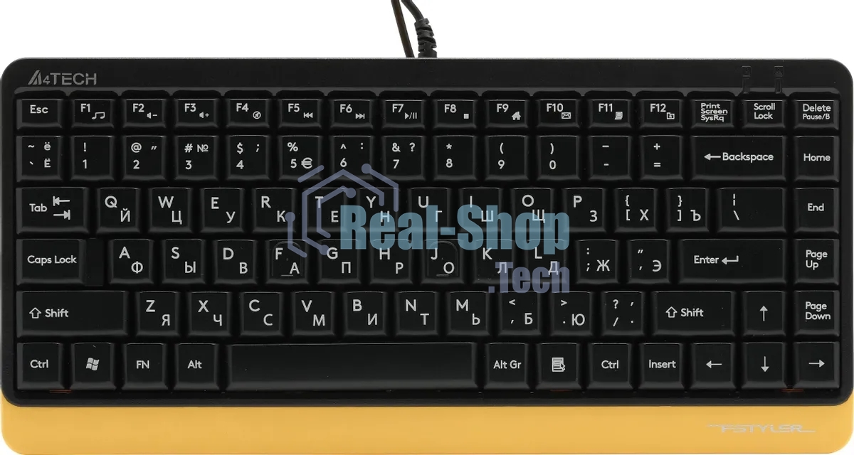 Комплект клавиатура+мышь A4Tech FStyler F1110 проводной, USB, 2000 DPI, чёрный/жёлтый