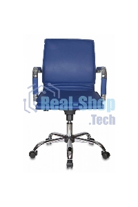 Кресло руководителя Бюрократ CH-993-Low/blue синий, низкая спинка, искусственная кожа, крестовина хромированная