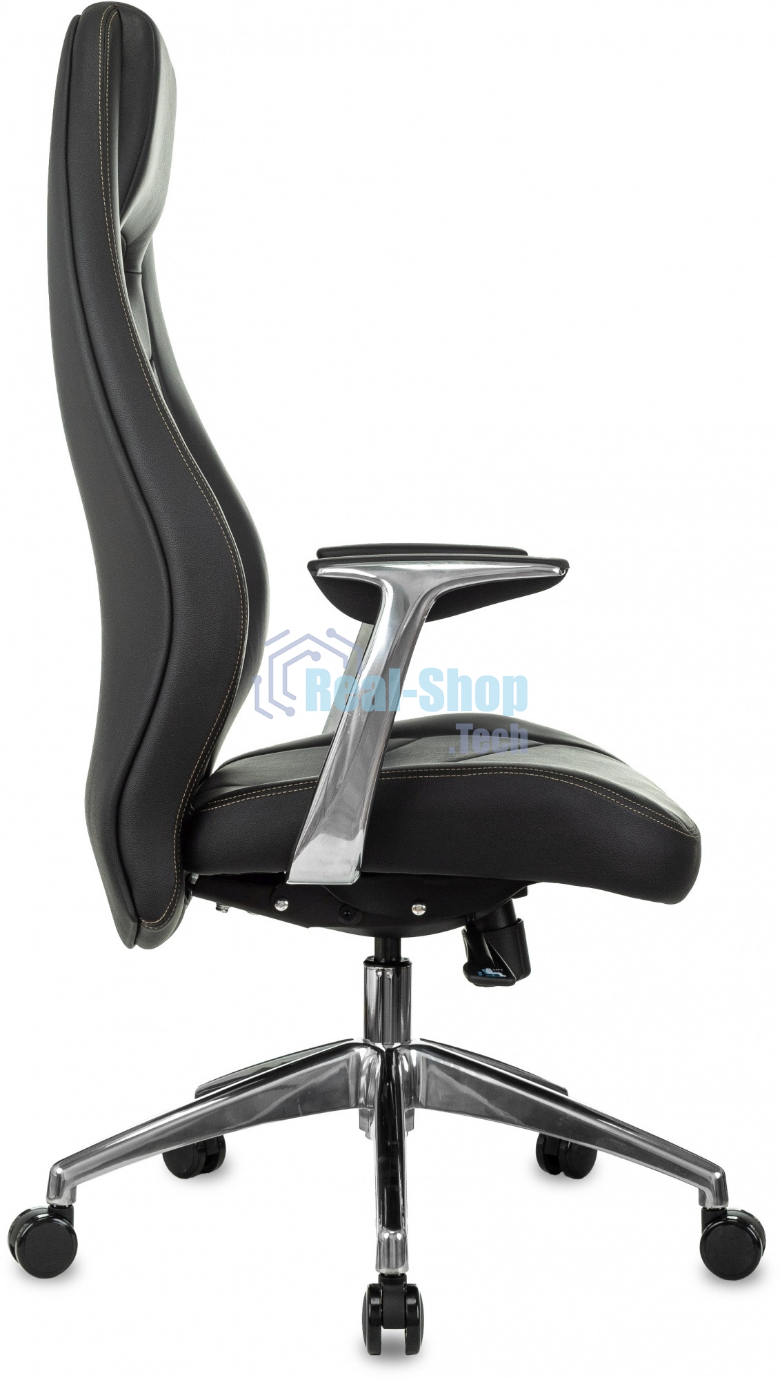 Кресло руководителя Бюрократ Zen/Black черный, кожа, крестовина полированный алюминий