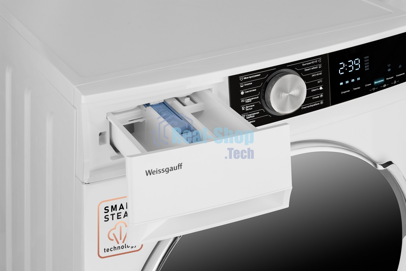 Стиральная машина Weissgauff WM 47147 DC Inverter Steam белый, загрузка фронтальная 7 кг, 1200 об/мин, класс A+++
