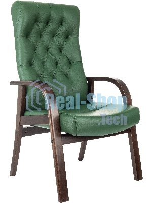 Кресло офисное Бюрократ T-9928WALNUT-CF, зеленый, кожа, на ножках, дерево