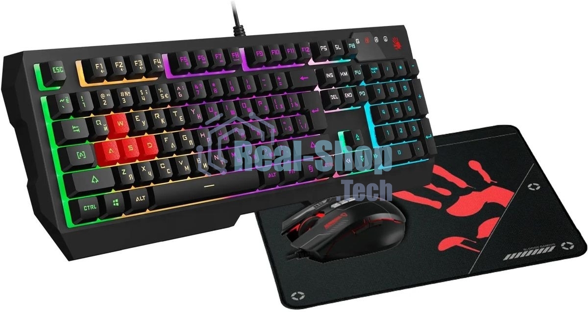 Комплект клавиатура+мышь A4Tech Bloody B1700 проводной, USB, 6000 DPI, чёрный