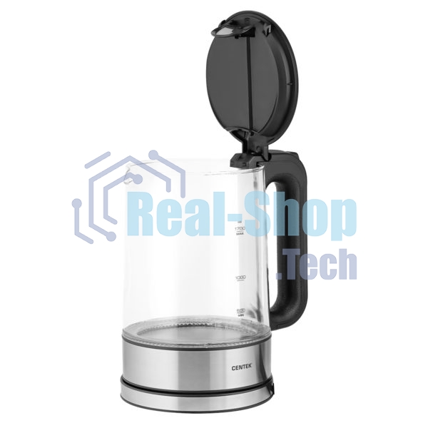 Электрочайник Centek CT-0032 прозрачный, 1.7 л, 2200 Вт, скрытый нагревательный элемент