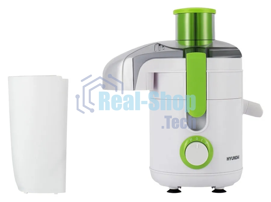 Соковыжималка центробежная Hyundai HY-JE1615 500Вт рез.сок.:400мл. белый/зеленый