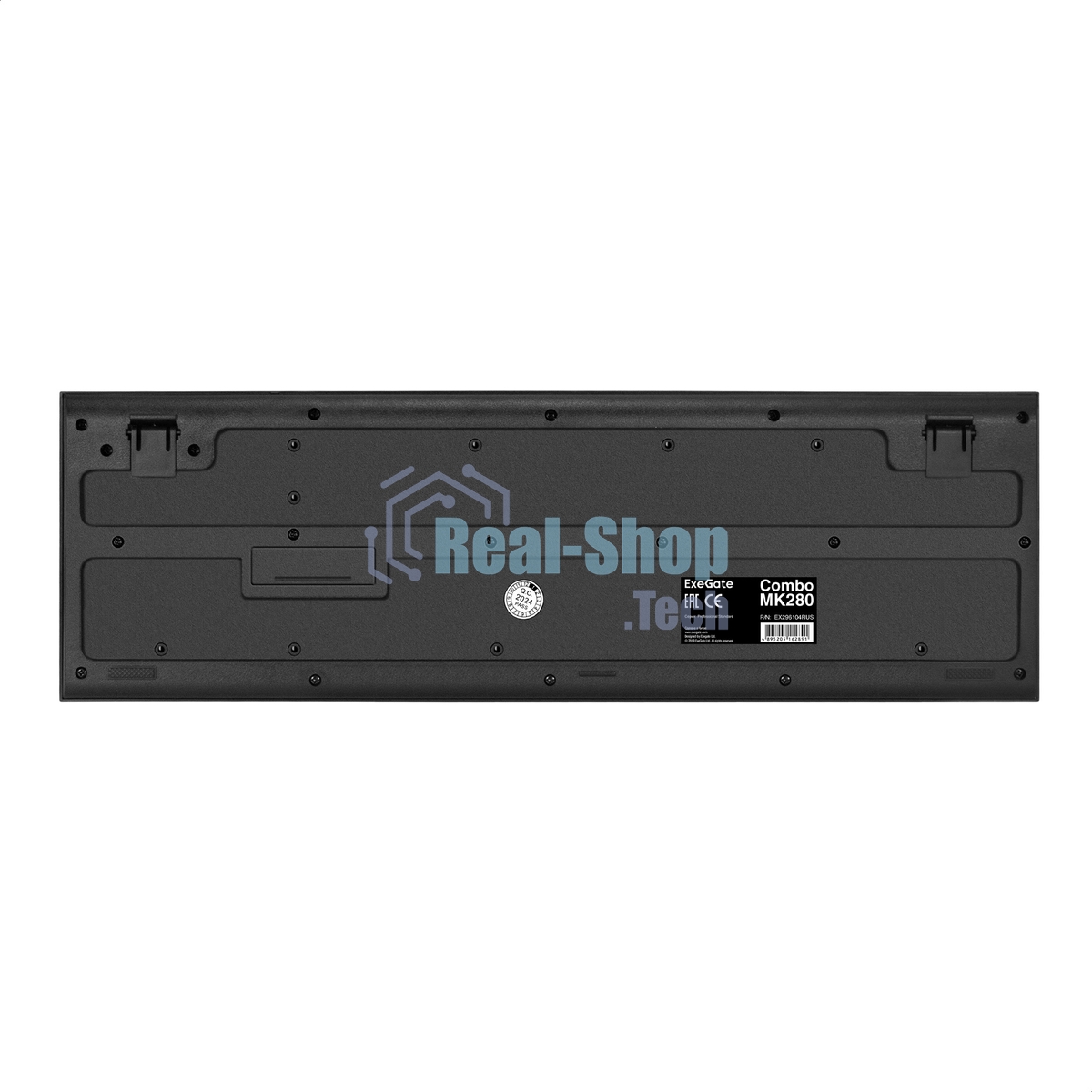 Комплект беспроводной ExeGate Professional Standard Combo MK280 (клавиатура полноразмерная влагозащищенная 104кл. + мышь оптическая 1000dpi, 3 кнопки и колесо прокрутки; USB, радиоканал 2,4 ГГц, радиус действия до 10м, черный, Color Box)