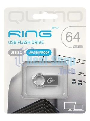 Флешка USB QUMO 64Gb Ring USB 3.0 цвет корпуса металлик(QM64GUD3-Ring)