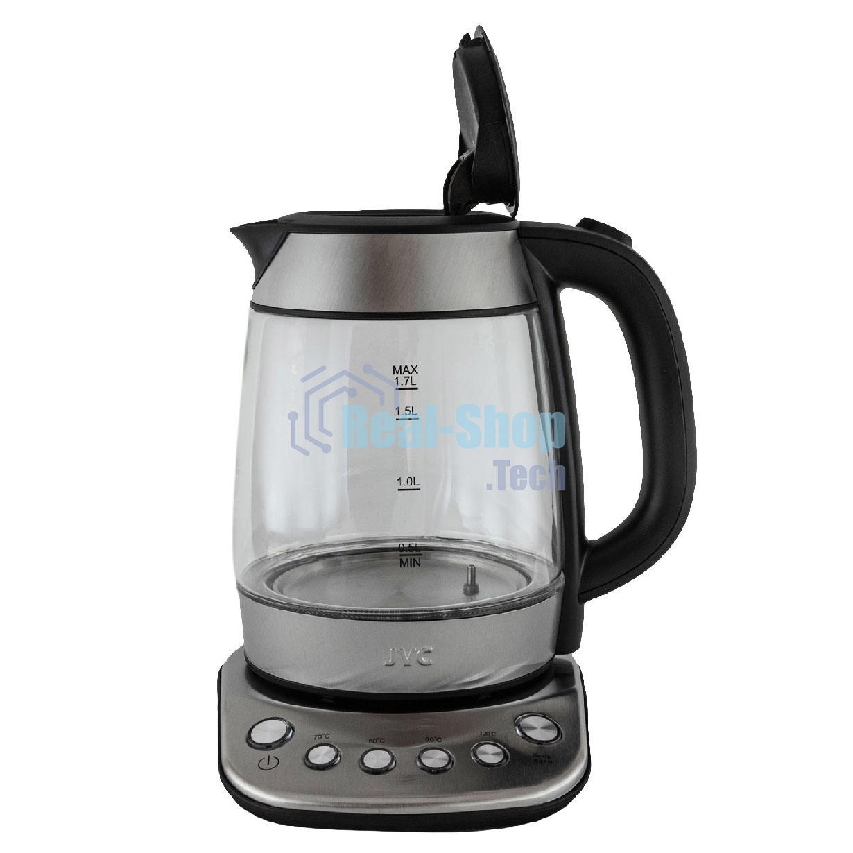 Чайник электрический JVC JK-KE1825 1,7 л, 2200 Вт, черный с серебристым