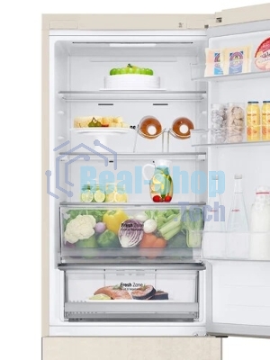 Холодильник LG GC-B459AEMW бежевый двухкамерный 234/110л морозилка снизу, No Frost