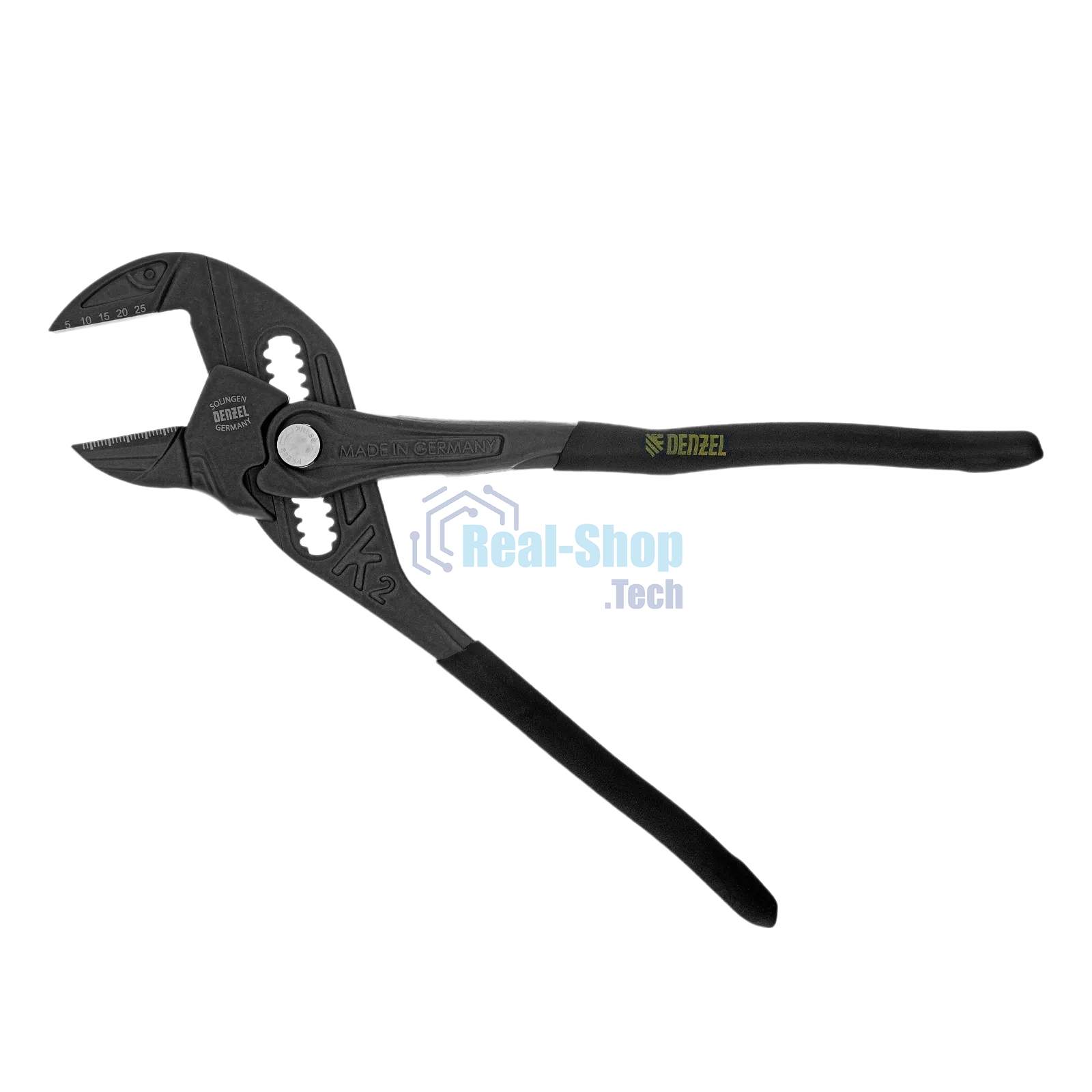 Клещи переставные Denzel кнопочный механизм, обливные рукоятки, сантехнические, 250 мм