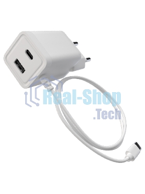 Сетевое зарядное устройство Maxvi A304T Type-C\USB 3A 15W + литой кабель Type-C 1.2м, белый