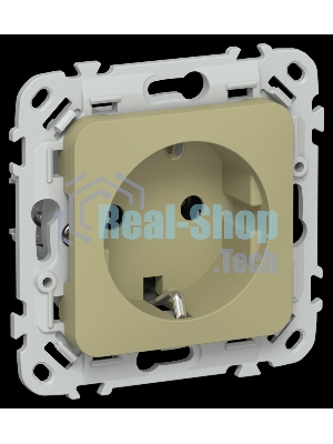 Розетка с заземлением без защитных шторок безвинтовое крепление 16А РС11-1-ФлО оливковый FLITE