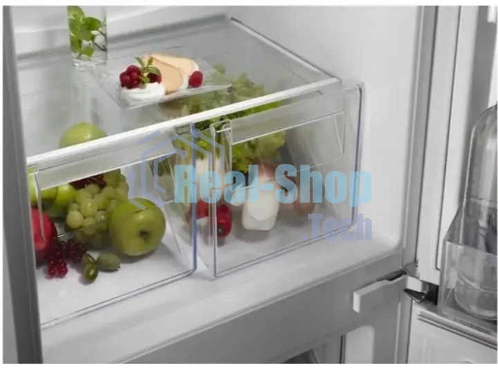 Встраиваемый холодильник AEG SCE618E5TS белый, двухкамерный, 190/61 л, морозилка снизу, автоматическое размораживание