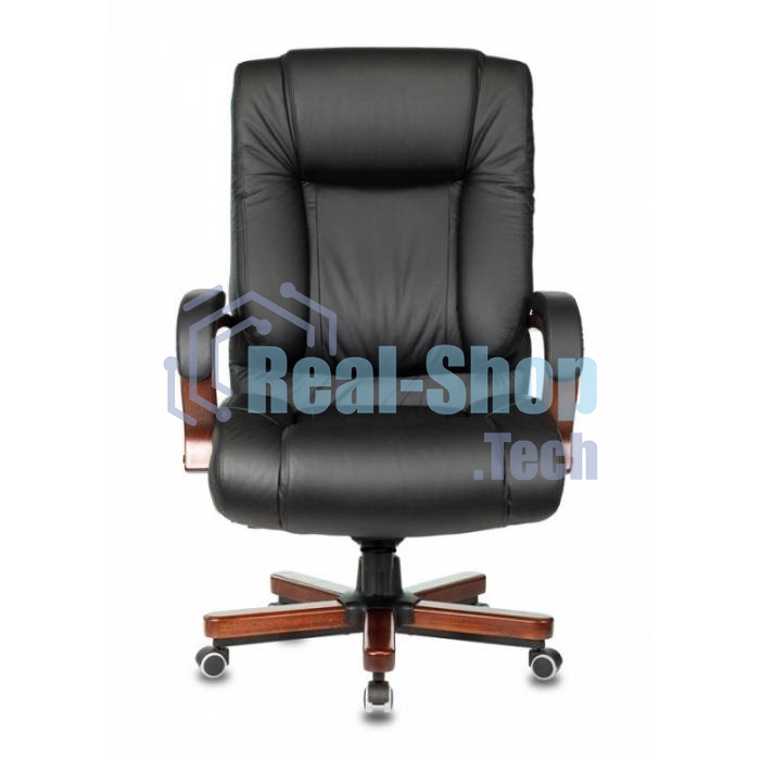 Кресло руководителя Бюрократ T-9925WALNUT/BLACK черный, кожа, крестовина дерево