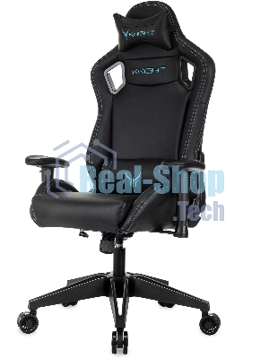 Кресло Knight Outrid Smile черный, экокожа, 120 кг, механизм качания