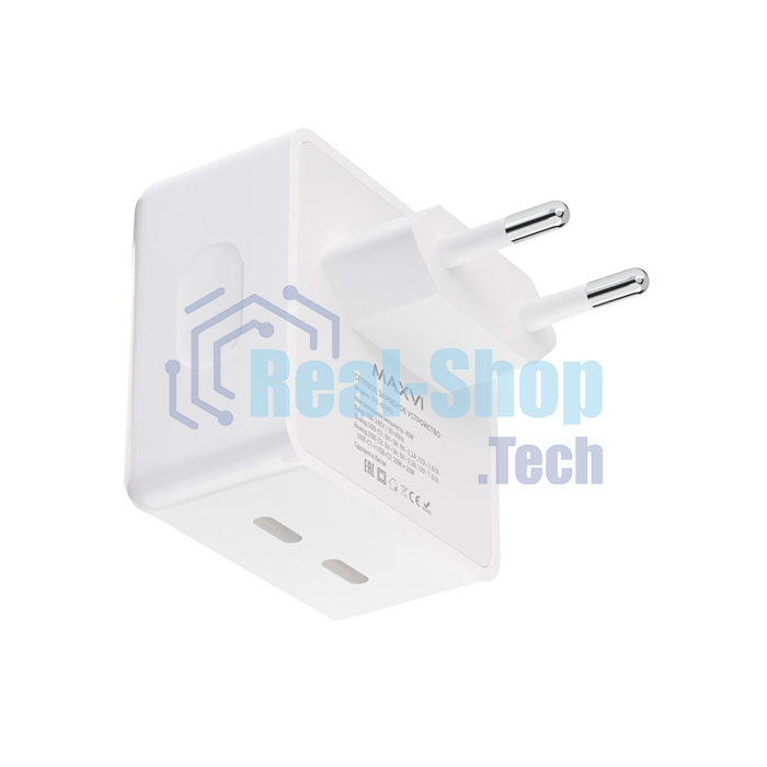 Сетевое зарядное устройство Maxvi CHL-604PD Type-C\Type-C 40W 6A (3A+3A) PD QC3.0, белый