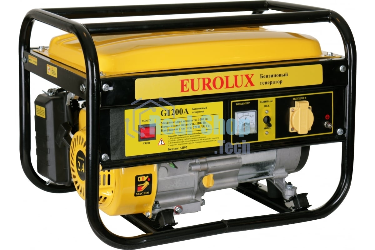 Электрогенератор бензиновый Eurolux G1200A, 1.1 кВт, 75 дБ, 22.5 кг