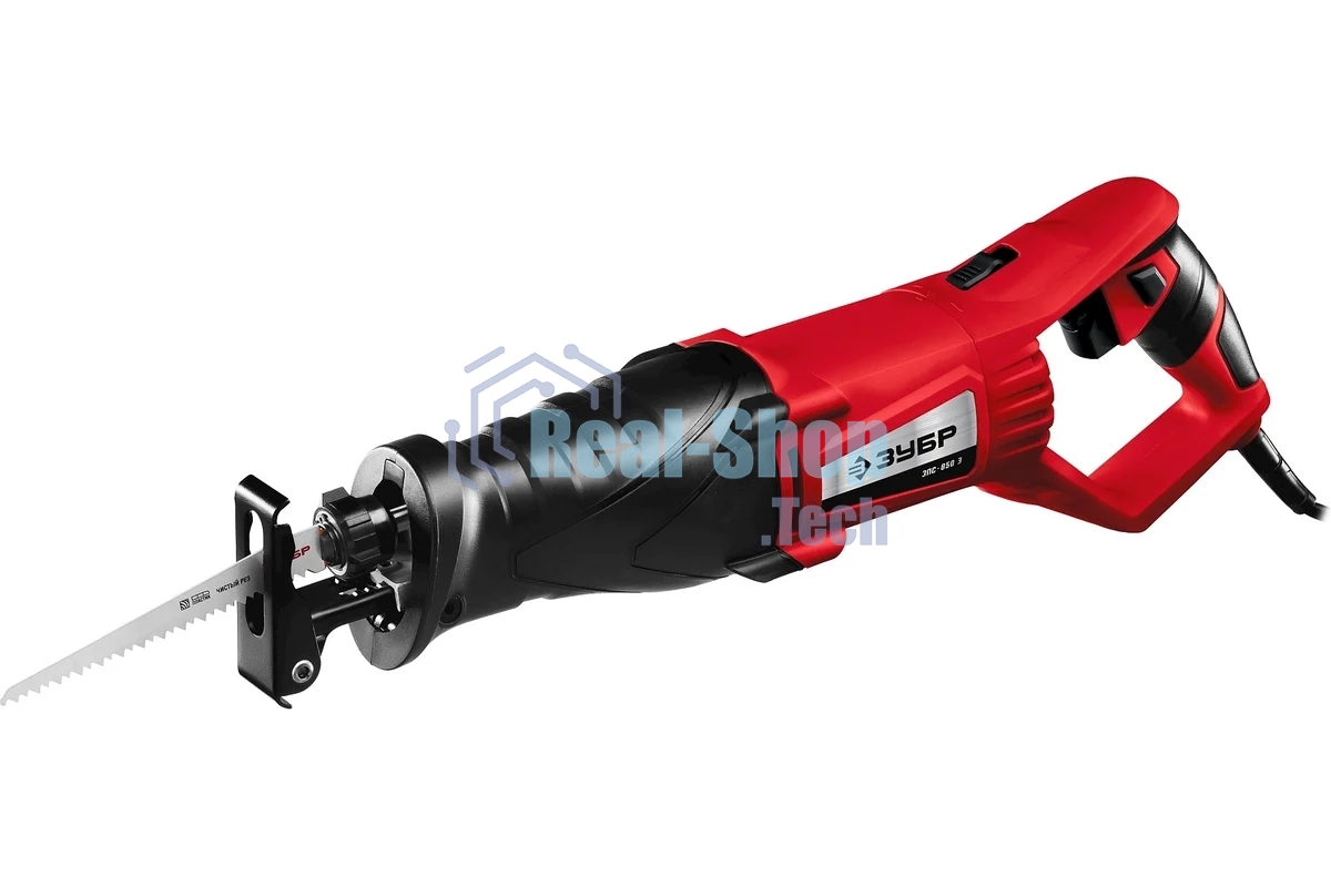 Пила сабельная Зубр [ЗПС-850 Э] 850 Вт, 0-2800 ход/мин, рез 150 мм (дерево), 12 мм (сталь), ход штока 28 мм