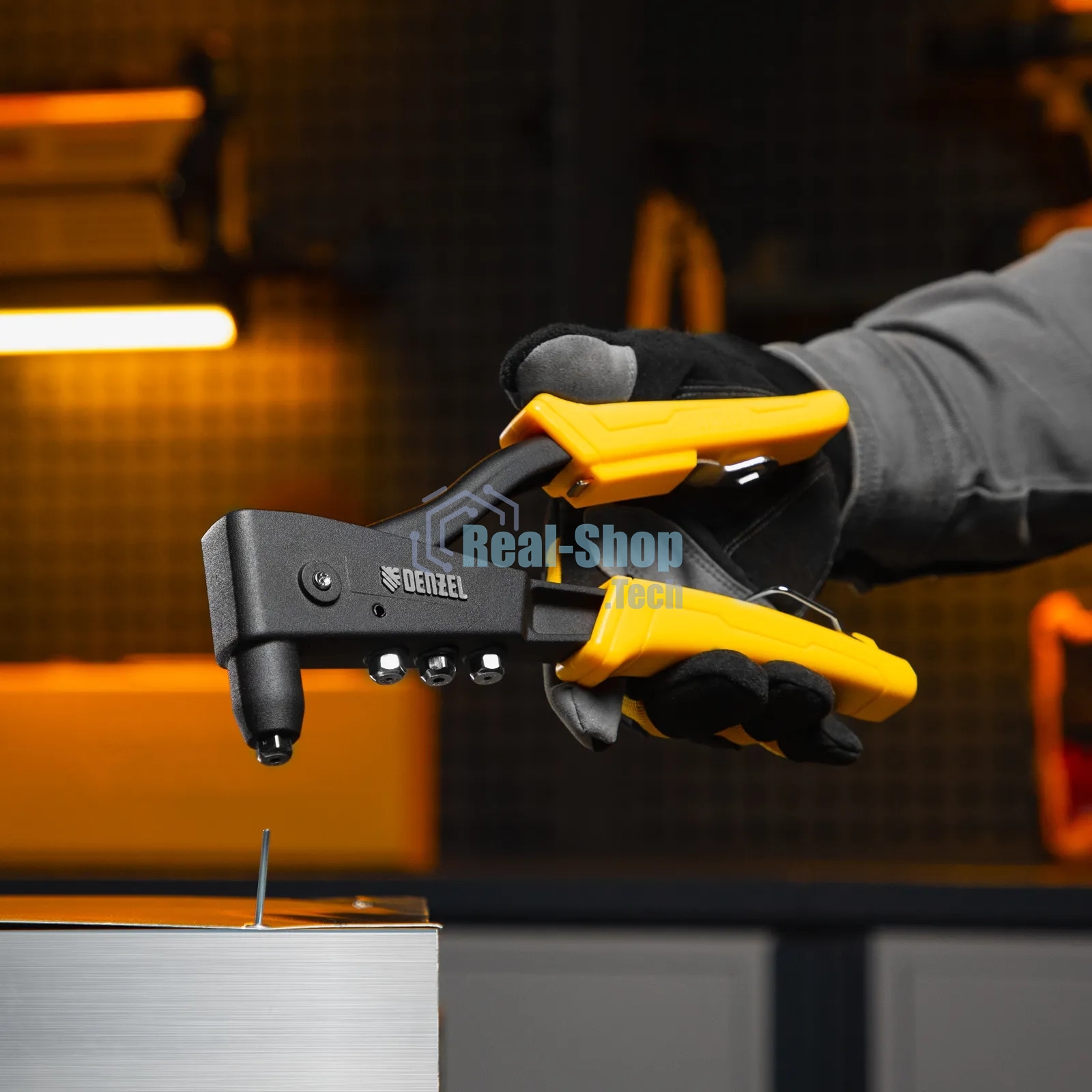 Заклепочник ручной Denzel 255 мм, литой, усиленный, заклепки 2,4-3,2-4,0-4,8 мм